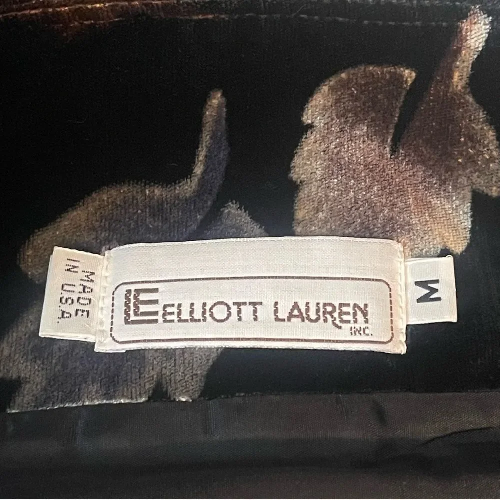 Elliott Lauren Black Velvet Metallic Floral Blazer Jacket NWOT Size M